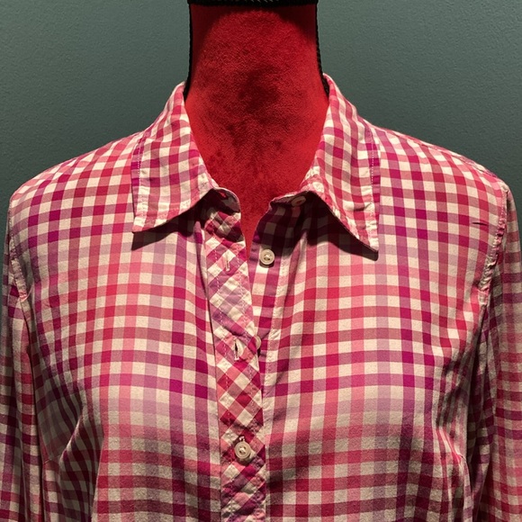 Talbots Red Plaid Cotton Button Down Top Size Medium - Picture 3 of 13